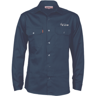WORKWEAR, SAFETY & CORPORATE CLOTHING SPECIALISTS Cotton Drill Work Shirt - Long Sleeve (Inc EMB Logo)
