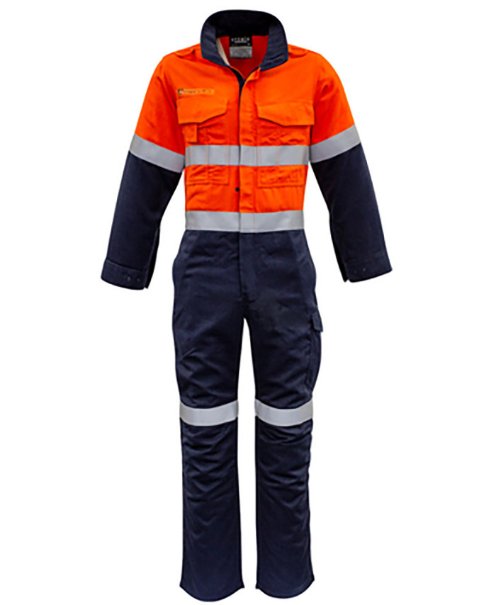 WORKWEAR, SAFETY & CORPORATE CLOTHING SPECIALISTS Fire Armour - Mens Orange Flame HRC 2 Hoop Taped Spliced Overall