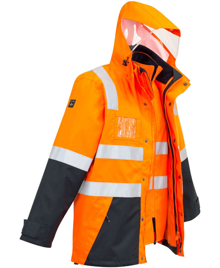 WORKWEAR, SAFETY & CORPORATE CLOTHING SPECIALISTS Mens Hi Vis 4 in 1 Waterproof Jacket