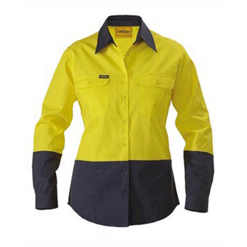 WORKWEAR, SAFETY & CORPORATE CLOTHING SPECIALISTS - WOMENS HI VIS DRILL SHIRT - LONG SLEEVE
