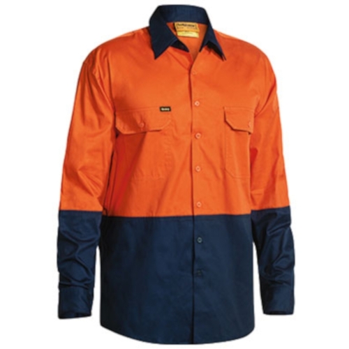 WORKWEAR, SAFETY & CORPORATE CLOTHING SPECIALISTS - COOL LIGHTWEIGHT HI VIS DRILL SHIRT - LONG SLEEVE