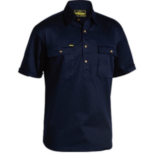 WORKWEAR, SAFETY & CORPORATE CLOTHING SPECIALISTS CLOSED FRONT COTTON DRILL SHIRT - SHORT SLEEVE