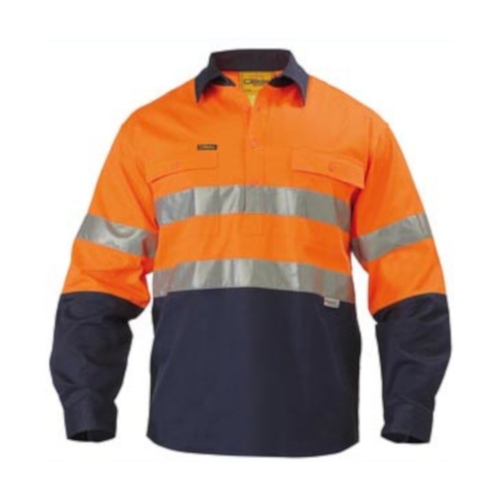 WORKWEAR, SAFETY & CORPORATE CLOTHING SPECIALISTS 3M TAPED CLOSED FRONT HI VIS DRILL SHIRT - LONG SLEEVE