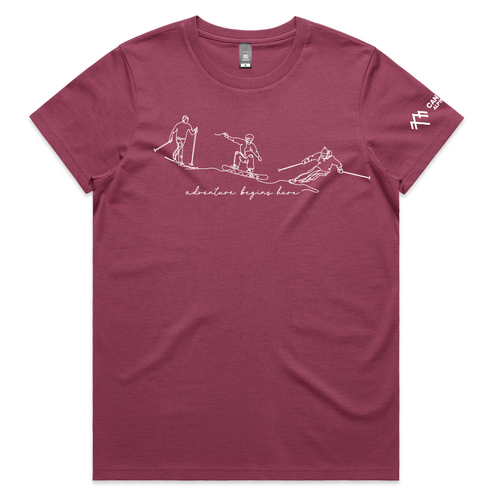 WORKWEAR, SAFETY & CORPORATE CLOTHING SPECIALISTS WOMENS ADVENTURE BEGINS HERE TEE