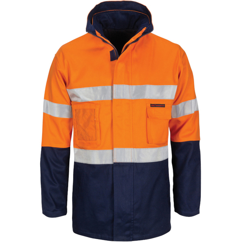 WORKWEAR, SAFETY & CORPORATE CLOTHING SPECIALISTS - HiVis "4 IN 1" Cotton Drill Jacket with CSR R/Tape