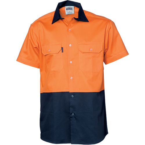 WORKWEAR, SAFETY & CORPORATE CLOTHING SPECIALISTS - DNC Lightweight Cotton Drill Cool-Breeze Shirt Short Sleeve 2 Tone-