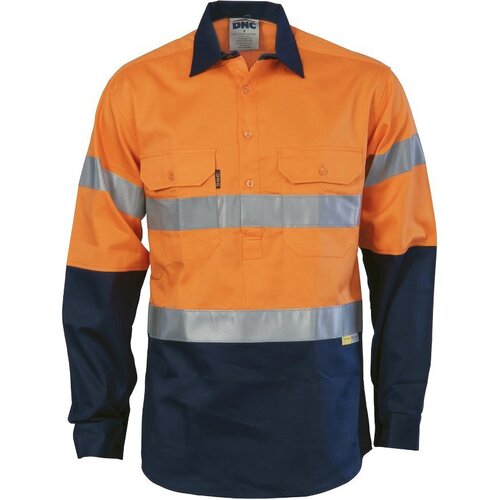 WORKWEAR, SAFETY & CORPORATE CLOTHING SPECIALISTS - 3849 - HiVis Two Tone Closed Front Cotton Shirt-