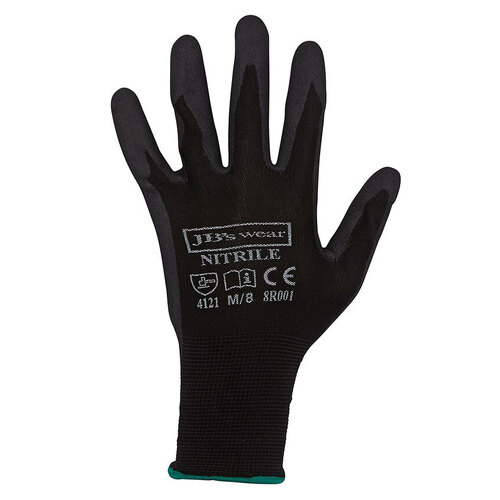 WORKWEAR, SAFETY & CORPORATE CLOTHING SPECIALISTS - JB's BLACK NITRILE GLOVE (12 Pack)