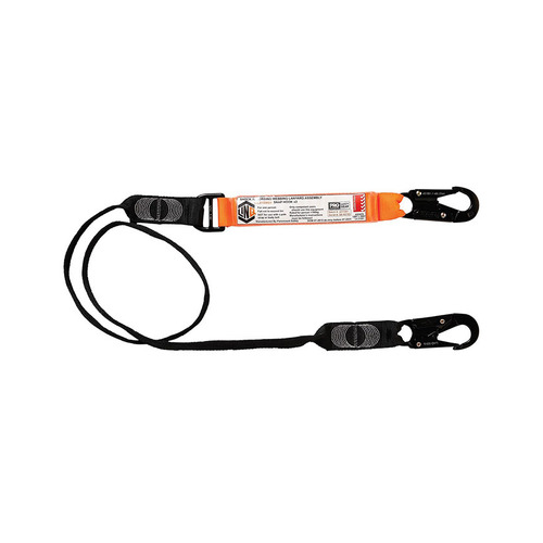 WORKWEAR, SAFETY & CORPORATE CLOTHING SPECIALISTS - LINQ Elite Single Leg Shock Absorbing Webbing Lanyard with Hardware SN X2