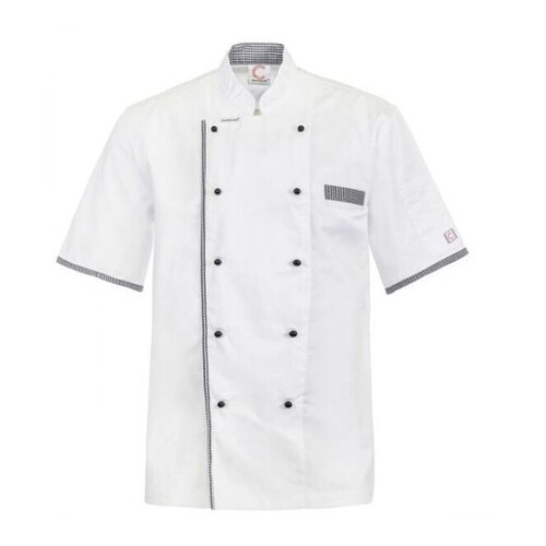WORKWEAR, SAFETY & CORPORATE CLOTHING SPECIALISTS Executive Chef Jacket S/S, Ventilated Lightweight with Check trim