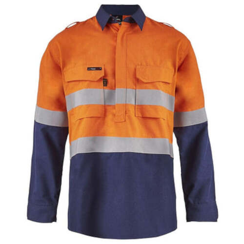 WORKWEAR, SAFETY & CORPORATE CLOTHING SPECIALISTS - TORRENT HRC2 MEN'S HI VIS TWO TONE CLOSE FRONT SHIRT WITH GUSSET SLEEVES AND FR REFLECTIVE TAPE