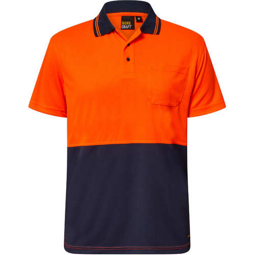 WORKWEAR, SAFETY & CORPORATE CLOTHING SPECIALISTS - Hi Vis Two Tone Short SleeveMicromesh Polo with Pocket