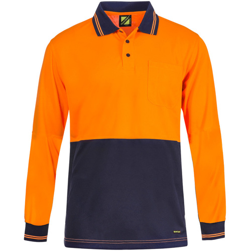 WORKWEAR, SAFETY & CORPORATE CLOTHING SPECIALISTS Hi Vis Two Tone Long SleeveMicromesh Polo with Pocket