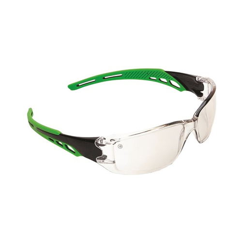 WORKWEAR, SAFETY & CORPORATE CLOTHING SPECIALISTS Cirrus- Clear Polycarbonate Frame with soft green overmoulded arms- clear lens- antifog
