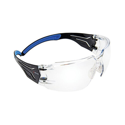 WORKWEAR, SAFETY & CORPORATE CLOTHING SPECIALISTS SAFETY GLASSES PROTEUS 4 CLEAR LENS SUPER FLEX ARMS