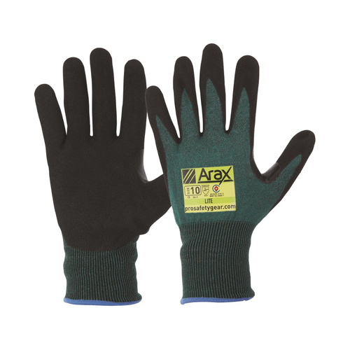 WORKWEAR, SAFETY & CORPORATE CLOTHING SPECIALISTS ARAX Green Cut 3 Nitrile Sand Dip Palm