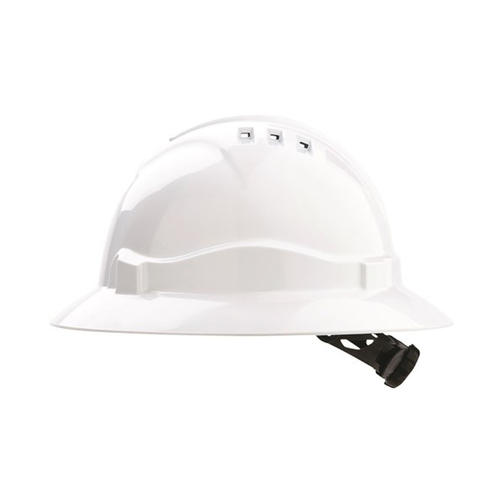 WORKWEAR, SAFETY & CORPORATE CLOTHING SPECIALISTS Hard Hat (V6) - VENTED, FULL BRIM, 6 Point PROLOCK Harness