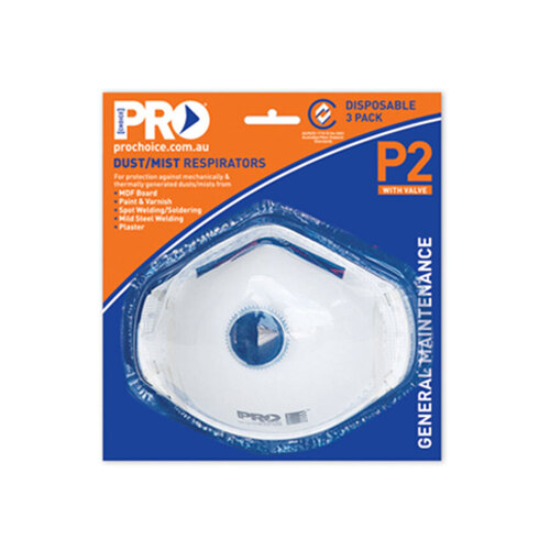 WORKWEAR, SAFETY & CORPORATE CLOTHING SPECIALISTS P2 with Valve Respirators in Blister Pack - 3 Pk