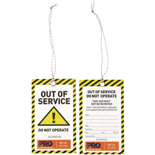 WORKWEAR, SAFETY & CORPORATE CLOTHING SPECIALISTS Safety Tag "OUT OF SERVICE" 125mm x 75mm. Pack of 100