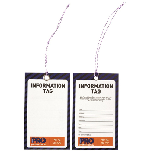 WORKWEAR, SAFETY & CORPORATE CLOTHING SPECIALISTS Safety Tag "INFORMATION" 125mm x 75mm. Pack of 100