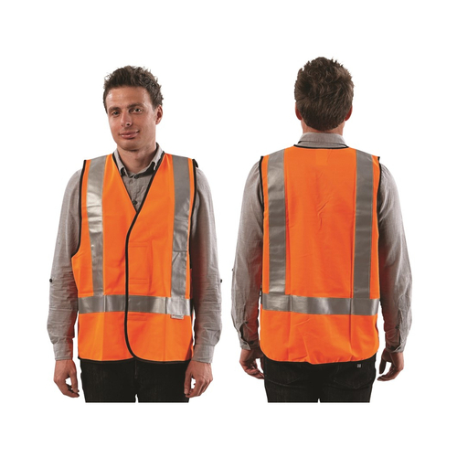WORKWEAR, SAFETY & CORPORATE CLOTHING SPECIALISTS Safety Vests - Orange Day / Night Use with H Back pattern Reflective Tape