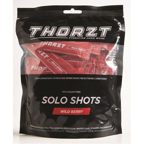 WORKWEAR, SAFETY & CORPORATE CLOTHING SPECIALISTS - Solo Shot Sachet 3g ??Solo Shots Pack x 50pk,Wild Berry