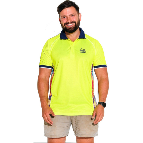 WORKWEAR, SAFETY & CORPORATE CLOTHING SPECIALISTS - YELLOW FRACTAL SHORT SLEEVE POLO