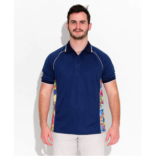 WORKWEAR, SAFETY & CORPORATE CLOTHING SPECIALISTS - NAVY FRACTAL SHORT SLEEVE POLO