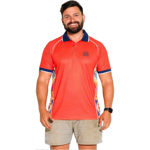 WORKWEAR, SAFETY & CORPORATE CLOTHING SPECIALISTS - ORANGE FRACTAL SHORT SLEEVE POLO