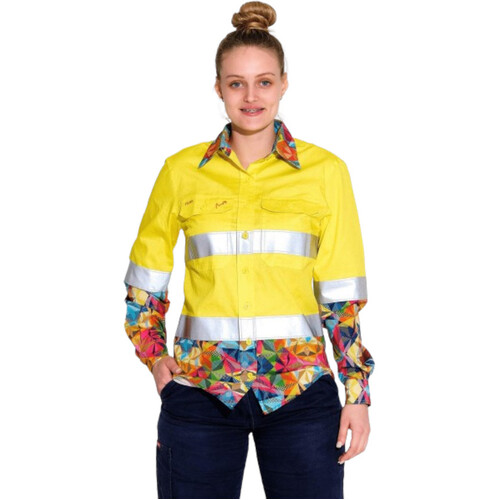 WORKWEAR, SAFETY & CORPORATE CLOTHING SPECIALISTS Women's Hi-Vis Full Placket Yellow Swoopy Bois Workshirt