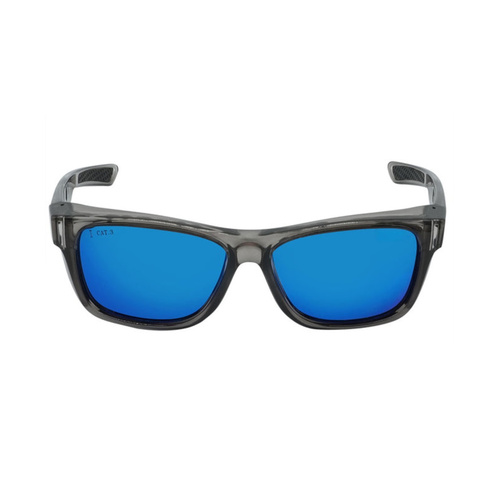 WORKWEAR, SAFETY & CORPORATE CLOTHING SPECIALISTS SPARKIE RSP545 CSM.B - Crystal Smoke Frame, Blue Revo Polarised Lens - Safety Sunglass